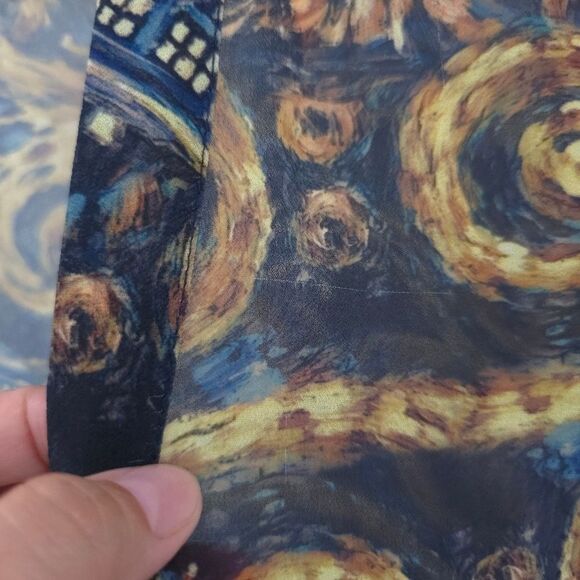 Doctor Who Exploding Tardis Kimono Chiffon Fringe Open Front Comic Con - Picture 14 of 14